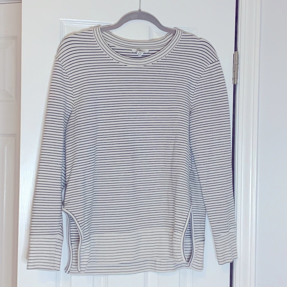 Daily Ritual Women's Terry Cotton and Modal Pullover with Side Cutouts/High Slit